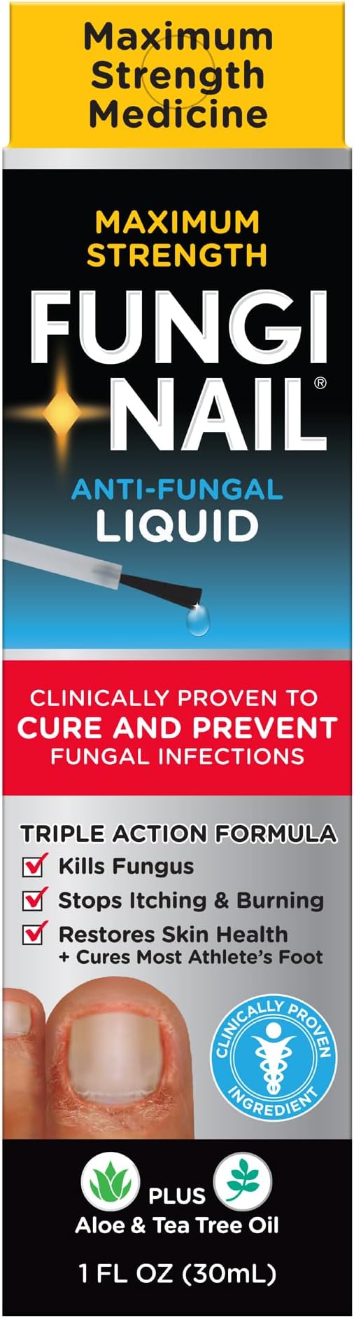 Fungi-Nail Fungi-Nail Anti-Fungal Liquid Solution, 1 Fl Oz (Pack of 1), Kills Fungus, Athletes Foot Treatment, Toe Nail Fungus Treatments w/Tolnaftate, Clinically Proven to Cure and Prevent Fungal Infection skincare