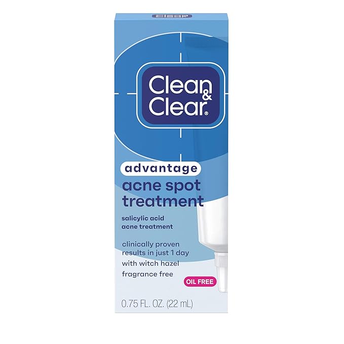 Clean & Clear Clean and Clear Advantage Acne Spot Treatment Gel Cream with 2% Salicylic Acid & Witch Hazel, Acne Pimple Medication for Blemish & Blackhead Removal, Fragrance Free, 0.75 fl. oz Moisturiser