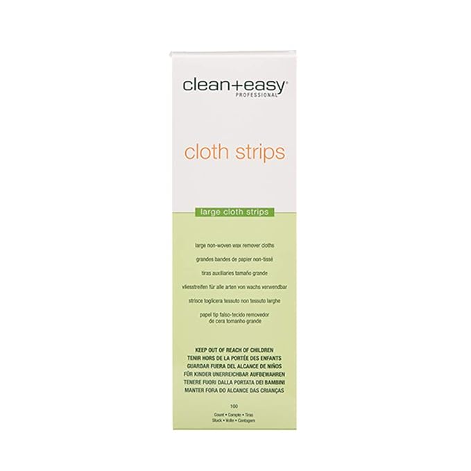 Clean + Easy Clean + Easy Cloth Wax Strips – Non-Woven Wax Strips for Hair Removal, Salon and At-Home Use for Face, Legs & Body, 3”x 9”, 100 Count skincare