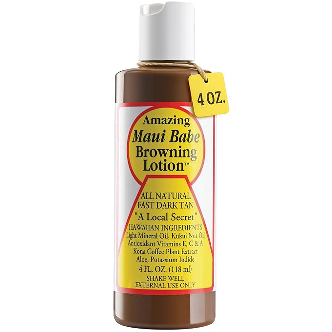 Maui Babe Maui Babe Browning Lotion - Natural Hawaiian Tan Accelerator with Vitamins & Antioxidants - Moisturizing Formula for All Skin Types - Made in USA - 4 fl oz Moisturiser