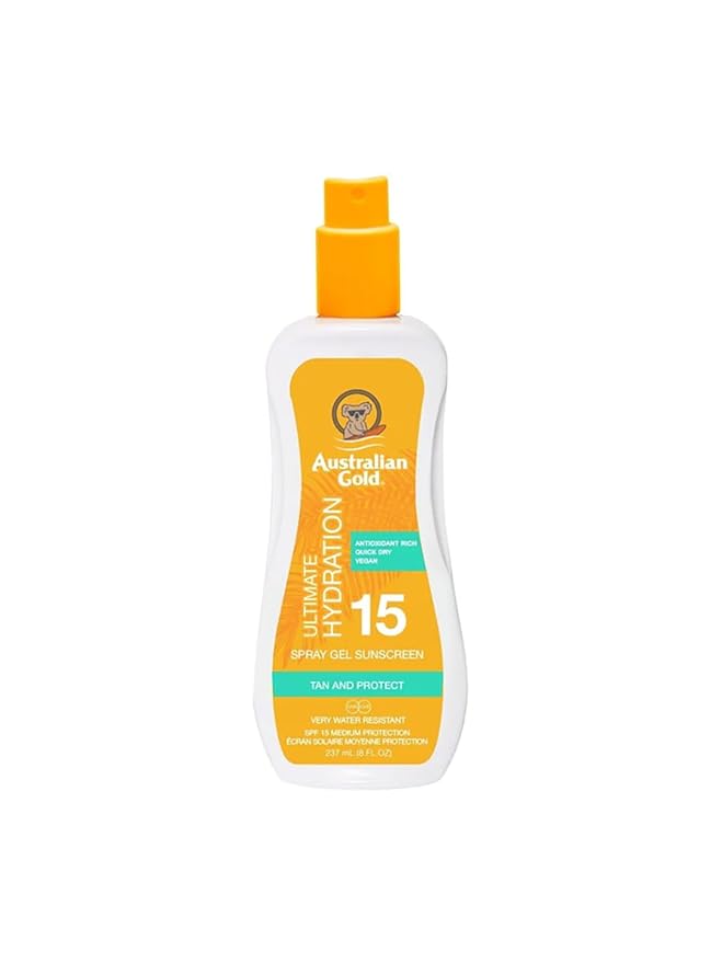 Australian Gold Australian Gold Spray Gel Sunscreen SPF 15, 8 Ounce | Moisture Max | Infused with Aloe Vera | Broad Spectrum | Water Resistant Sunscreen