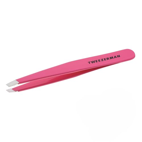 Tweezerman Tweezerman Stainless Steel Slant Tweezer - Eyebrow Tweezers for Women and Men (Neon Pink) skincare