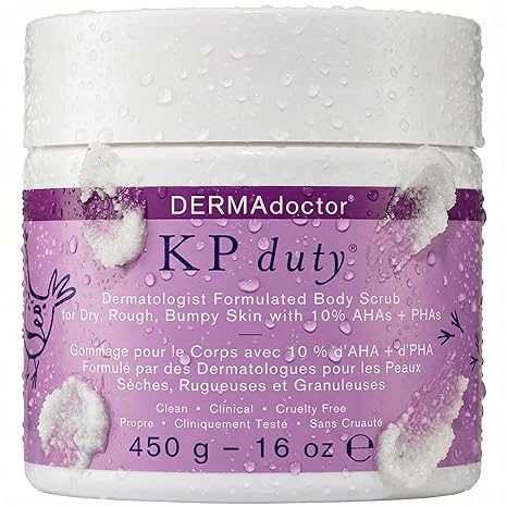 DERMAdoctor DERMAdoctor KP Bump Eraser Body Scrub with 10% AHAs + PHAs for Keratosis Pilaris, Dry, Rough, and Bumpy Skin, Dermatologist Formulated Exfoliating Body Scrub with Glycolic and Lactic acids - 16 Fl oz Exfoliator