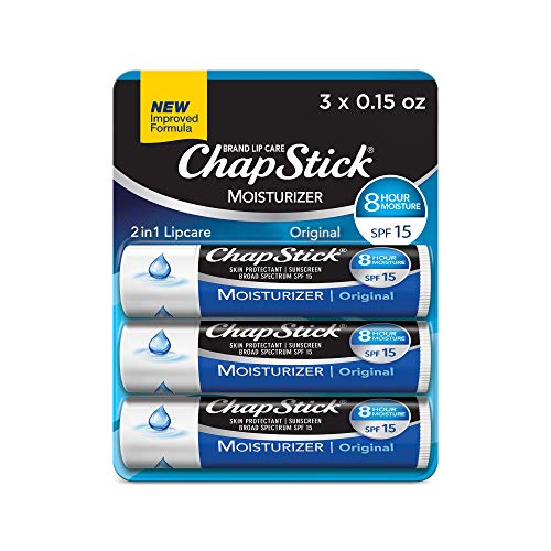ChapStick ChapStick Moisturizer Original Lip Balm Tubes, SPF 15 and Skin Protectant - 0.15 Oz (Pack of 3) Sunscreen