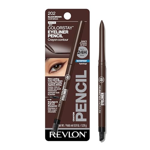 REVLON Revlon ColorStay Pencil Waterproof Eyeliner, Smudge-Proof, Eye Makeup with Built-In Sharpener, 202 Black Brown, 0.01 oz skincare