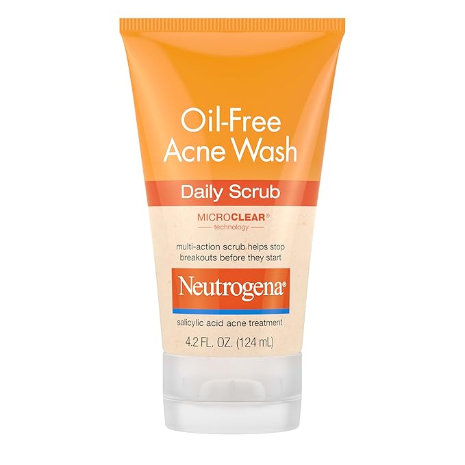 Neutrogena Neutrogena Oil-Free Acne Face Wash with 2% Salicylic Acid, Daily Exfoliating Scrub & Acne Treatment for Oily, Acne-Prone Skin, Clears Breakouts & Blackheads, 4.2 fl. oz Korean face wash