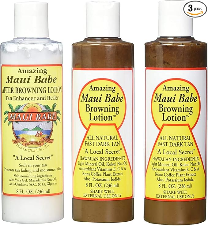 Maui Babe Maui Babe Tanning Pack (2 Browning Lotions 8 oz, 1 After Browning Lotion 8 oz), (Pack of 3) Moisturiser