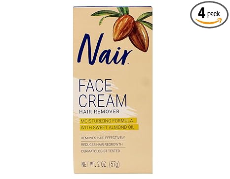 Nair Nair Hair Removal Cream for Face with Special Moisturizers, 2-Ounce Bottles (Pack of 4)