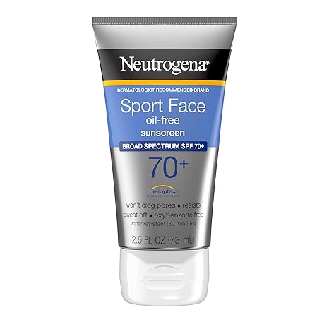 Neutrogena Neutrogena Sport Face Sunscreen SPF 70+, Oil-Free, 2.5 fl oz, Sweat & Water-Resistant, Broad-Spectrum UVA/UVB, Nourish & Restore Skin Balance, Oxybenzone Free Sunscreen For Face Sunscreen