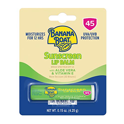 Banana Boat Banana Boat SPF Lip Balm with Aloe Vera & Vitamin E, 0.15oz | Beach Essentials, Moisturizing Lip Sunscreen SPF 45, Travel Sunscreen for Lips, 0.15oz Sunscreen