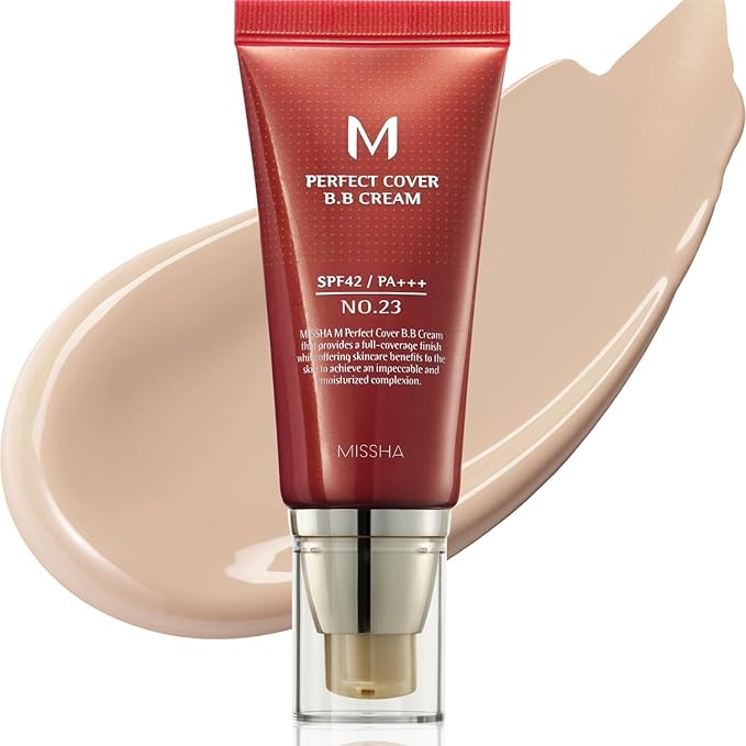 MISSHA MISSHA M Perfect Cover BB Cream No.23 Natural Beige -Light/Medium with Cool/Neutral Undertone SPF 42 PA +++ 1.69 Fl Oz - Tinted Moisturizer for face with SPF Korean face wash