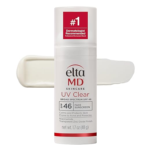 EltaMD UV Clear Tinted Face Sunscreen SPF 46, Oil Free Sunscreen for Sensitive Skin with Zinc Oxide, Dermatologist Recommended Makeup/Base