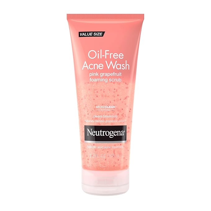 Neutrogena Neutrogena Oil Free Pink Grapefruit Acne Face Wash with Vitamin C, 2% Salicylic Acid Acne Treatment, Gentle Foaming Vitamin C Facial Scrub to Treat & Prevent Breakouts, 6.7 fl. oz Korean face wash