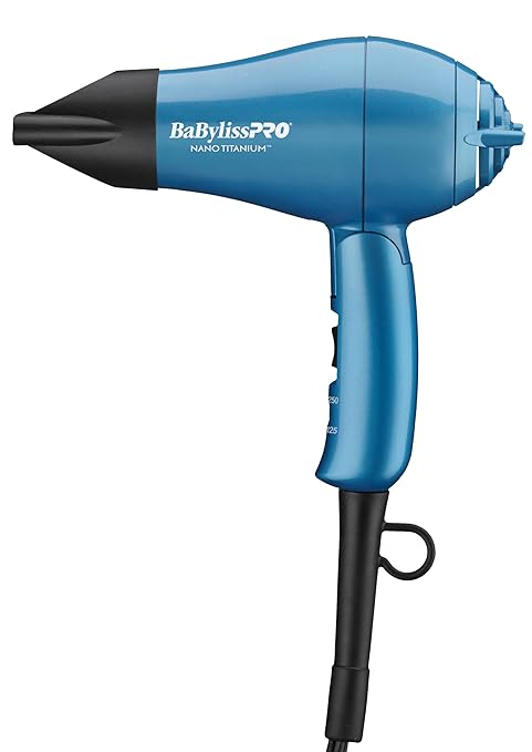 BaBylissPRO Nano Titanium Travel Hair Dryer, 1000 Watt Professional Blow Dryer with Concentrator Nozzle, Foldable Handle, Dual Voltage skincare