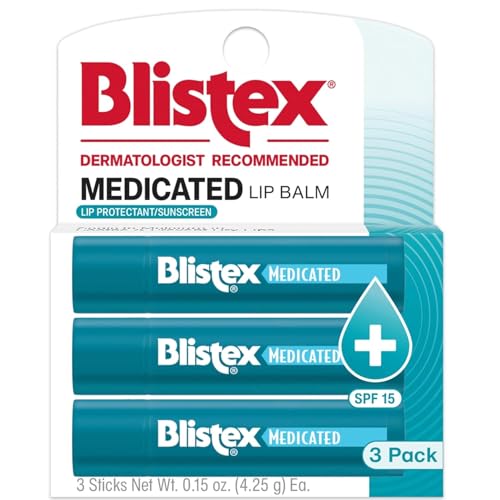 Blistex Blistex Medicated Lip Balm, 0.15 Ounce, 3 Count (Pack of 1) Prevent Dryness & Chapping, SPF 15 Sun Protection, Seals in Moisture, Hydrating Lip Balm, Easy Glide Formula for Full Coverage Sunscreen