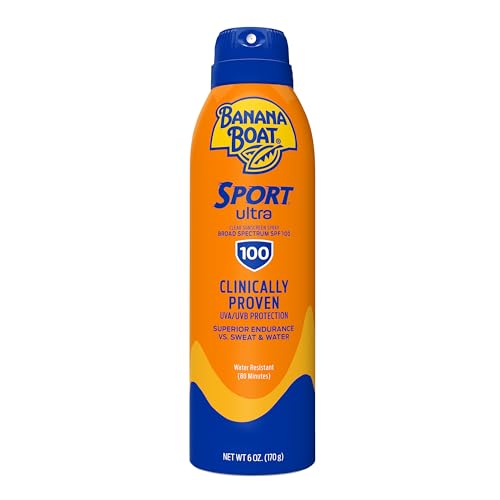 Banana Boat Banana Boat Sport Ultra SPF 100 Sunscreen Spray, 6oz, Sport Sunscreen Spray SPF 100, Banana Boat Sunscreen SPF 100 Spray, High SPF Sunscreen, Water Resistant Sunscreen, 6oz Sunscreen