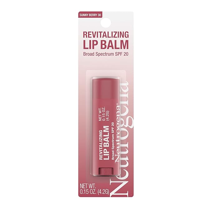 Neutrogena Neutrogena Revitalizing Tinted Lip Balm Broad Spectrum SPF 20 Sunscreen, Moisturizing Lip Balm with a Sheer Tint for Softer, Smoother, Healthier-Looking Lips, Sheer Sunny Berry 30, .15 oz Makeup/Base