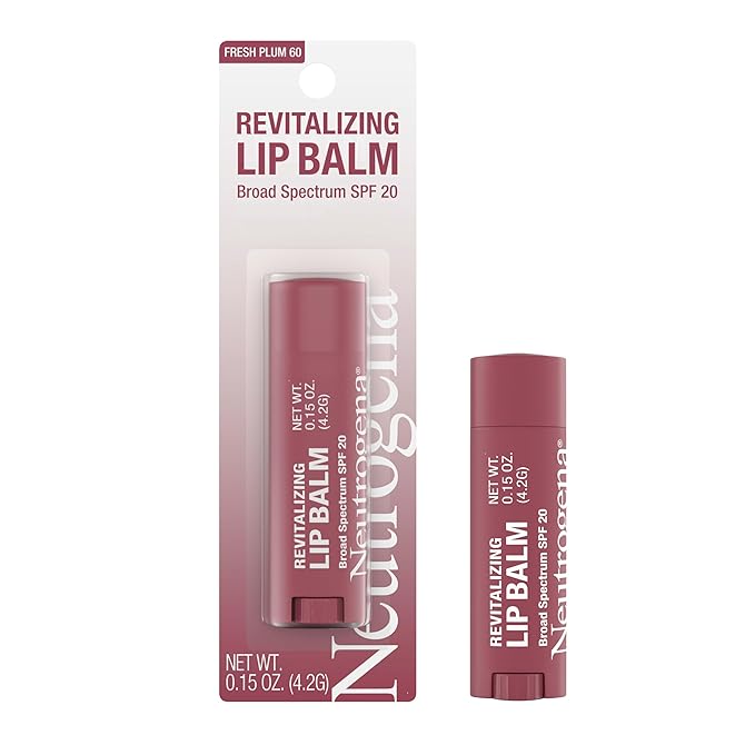 Neutrogena Neutrogena Revitalizing Tinted Lip Balm with SPF 20, Hydrating Tinted Lip Care with Sunscreen, Moisturizing Sheer Tint for Softer, Healthier-Looking Lips, Sheer Fresh Plum 60, 0.15 oz Makeup/Base