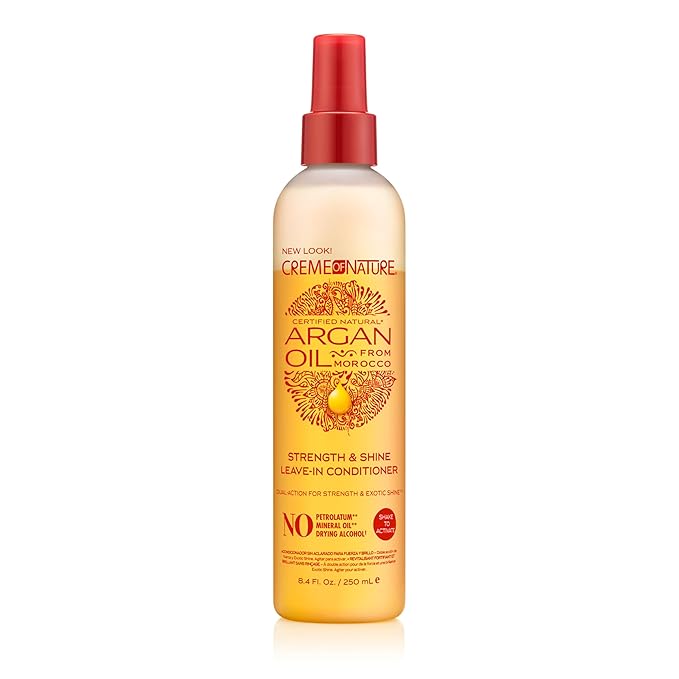 Creme of Nature Creme of Nature Strength & Shine Leave-In Conditioner, Dual-Action Moisture & Protection, Infused with 100% Organic Argan Oil from Morocco, 8.45 fl oz Moisturiser