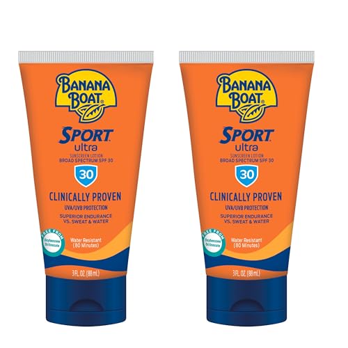 Banana Boat Banana Boat Sport Ultra Sunscreen Lotion SPF 30, Travel Size 3oz Twin Pack, Sweat & Water Resistant Sunblock for Active Lifestyle(Pack of 2) Sunscreen