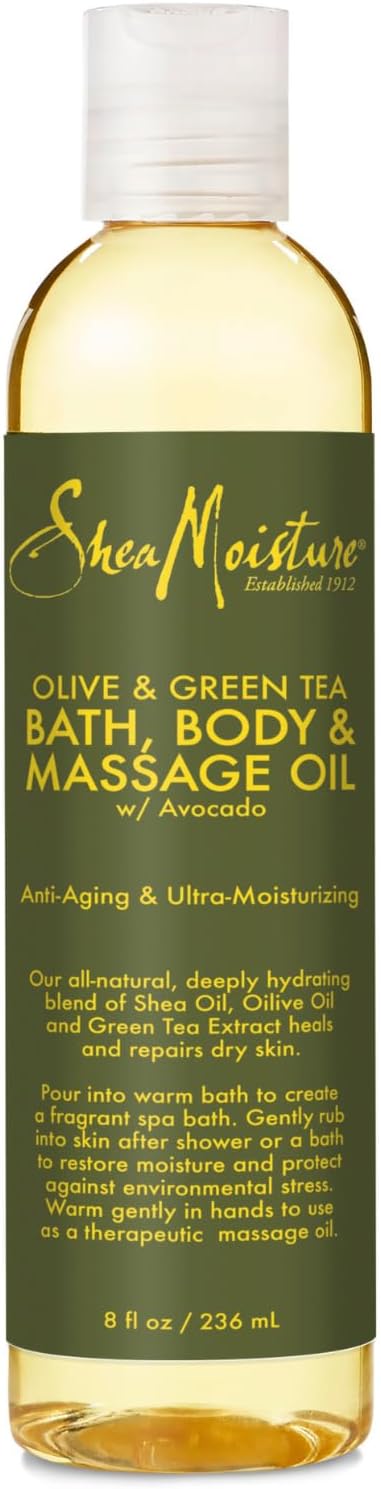 Shea Moisture SheaMoisture Massage Oil - Olive & Green Tea with Avocado Oil, Deeply Moisturizing Bath & Body Massage Oils for Dry Skin, 8 Fl Oz Moisturiser