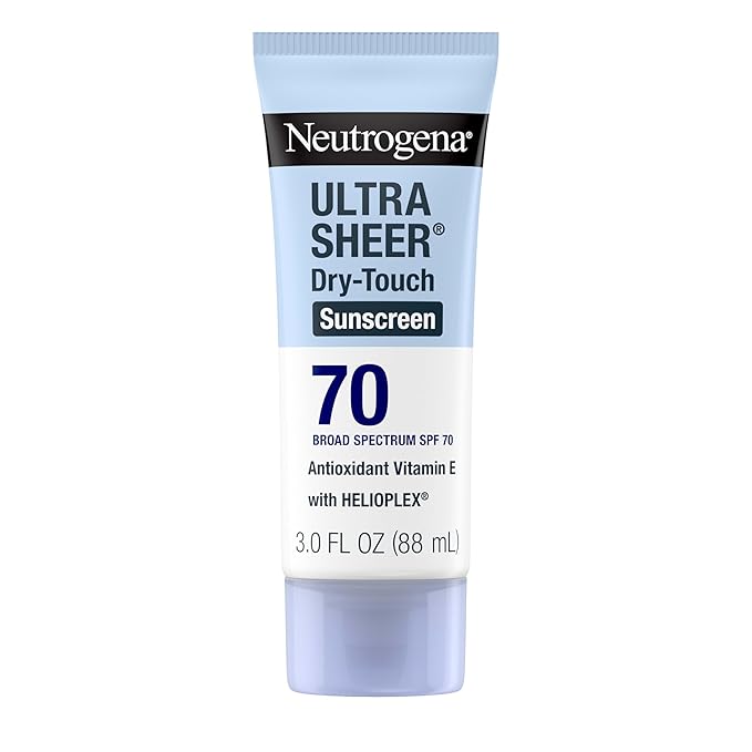 Neutrogena Neutrogena Ultra Sheer Dry-Touch Sunscreen Lotion SPF 70, Broad Spectrum, Water Resistant 80 Min, Oil-Free, Oxybenzone-Free, Non-Comedogenic, Matte Finish, Body Sunscreen, Travel Size 3 Fl Oz Sunscreen