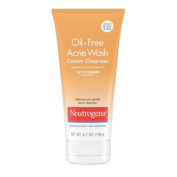 Neutrogena Neutrogena Oil-Free Acne Face Wash Cream Cleanser, 2% Salicylic Acid Acne Treatment, Daily Facial Cleanser for Acne-Prone Skin, 6.7 fl. oz Korean face wash