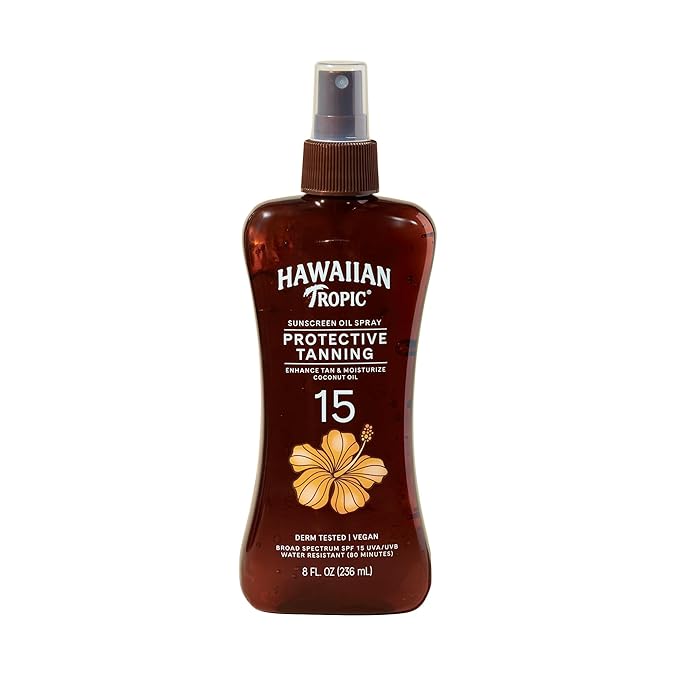 Hawaiian Tropic Hawaiian Tropic Sunscreen Protective Tanning Dry Oil Broad Spectrum Sun Care Sunscreen Spray - SPF 15, 8 Ounce, Sun Sunscreen