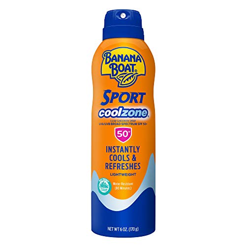 Banana Boat Banana Boat Sport Cool Zone SPF 50 Sunscreen Spray, 6oz, Sport Sunscreen Spray SPF 50, Clear Sunscreen Spray, Banana Boat Sunscreen Spray SPF 50, Oxybenzone Free Sunscreen, 6oz Sunscreen