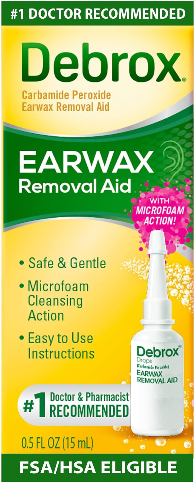 Debrox Debrox Ear Wax Removal Drops, Gentle Microfoam Ear Wax Remover with Carbamide Peroxide, 0.5 Fl Oz Exfoliator