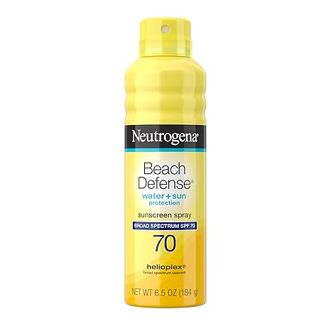 Neutrogena Neutrogena Beach Defense SPF 70 Sunscreen Spray, Broad Spectrum, Lightweight & Fast Absorbing, Oxybenzone & Octinoxate Free, Hawaii Act 104 Compliant Face & Body Sunscreen, 6.5 oz Sunscreen