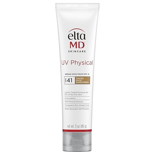 EltaMD UV Physical Tinted Sunscreen for Face, 100% Mineral Active Sunscreen Makeup/Base