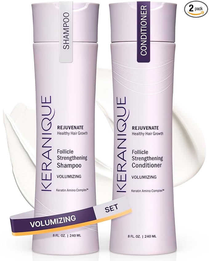 Keranique Keranique Volumizing Shampoo & Conditioner Set for Hair Repair, Growth & Thinning Hair Support – Keratin, Biotin, Menthol & Niacinamide, Lightweight Strengthening Formula - Keratin Amino Complex™ Korean face wash
