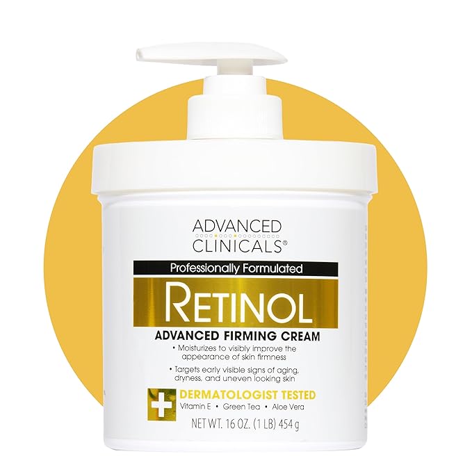 Advanced Clinicals Advanced Clinicals Retinol Body Lotion & Face Moisturizer | Visible Anti Aging Skin Care Retinol Body Cream For Women & Men Targets Look Of Fine Lines, Wrinkles, & Crepe Looking Dry Skin, 16 Ounce Exfoliator