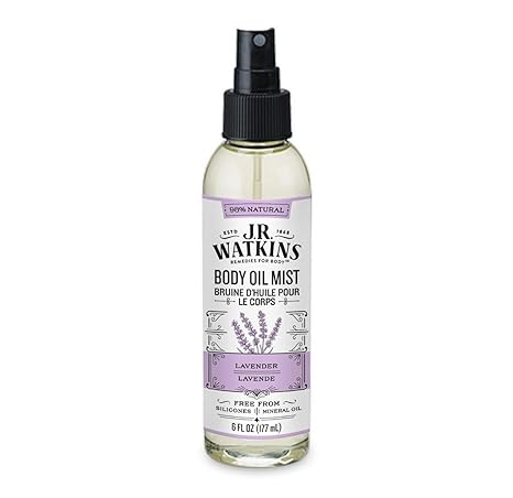 J.R. Watkins J.R. Watkins Natural Hydrating Body Oil Mist, Moisturizing Body Oil Spray for Glowing Skin, and Cruelty-Free, Lavender, 6 fl oz, Single Moisturiser