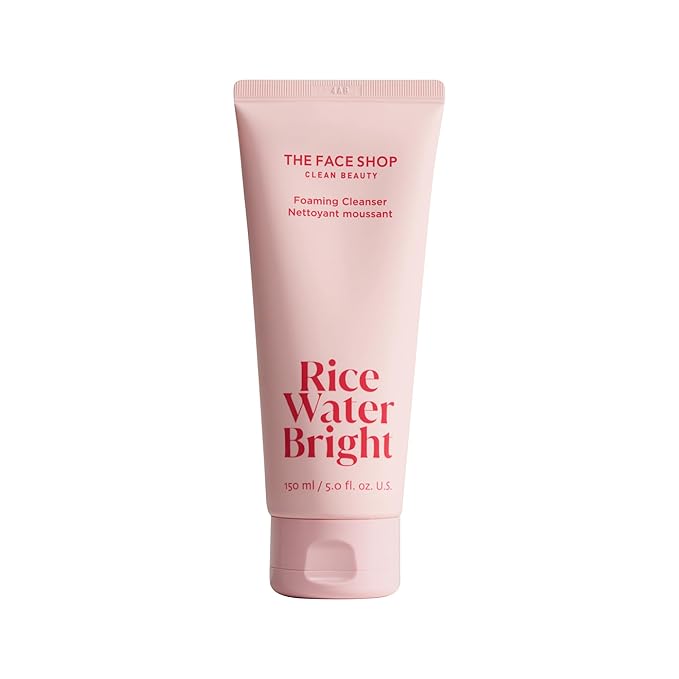 The Face Shop The Face Shop Rice Water Bright Foaming Facial Cleanser with Ceramide, Gentle Face Wash for Hydrating & Moisturizing, Vegan Face Cleanser, Makeup Remover, 150ml Korean Water Cleanser