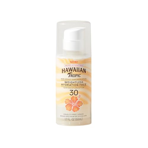 Hawaiian Tropic Hawaiian Tropic Weightless Hydration Lotion Sunscreen for Face SPF 30, 1.7oz | Travel Size Sunscreen Lotion, Beach Essentials, Sun Protection, Travel Sunblock Face, Summer Essentials, 1.7 fl oz Sunscreen