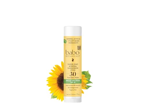 Babo Botanicals Babo Botanicals Sheer Zinc Mineral Sunscreen Sport Stick SPF30- Natural Zinc Oxide- Shea Butter- Fragrance-Free - Water Resistant - MADE SAFE Certified Sunscreen