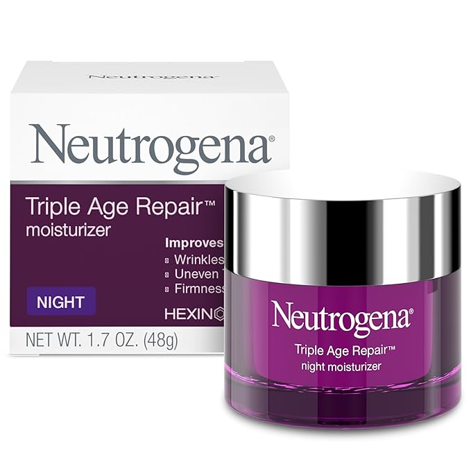 Neutrogena Neutrogena Triple Age Repair Night Face Moisturizer - with Hexinol Technology & Vitamin C, Anti-Wrinkle Face Cream, Visibly Reduces the look Wrinkles & Firms Skin While You Sleep, 1.7 oz Moisturiser