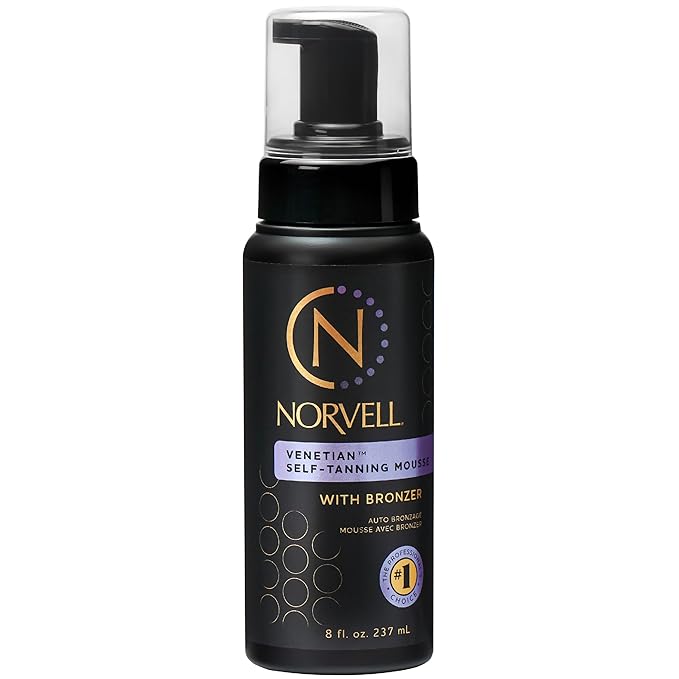 Norvell Norvell Venetian Sunless Self Tanner Mousse with Bronzer, 8 Fl Oz - Instant Self Tanning - Natural Looking - Anti-Orange - Fake Tan for Bronzing Glow skincare