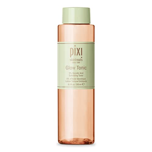 Pixi Pixi Glow Tonic Exfoliating Face Toner with 5% Glycolic Acid, Ginseng and Aloe Vera, Alcohol-Free Pore-Refining Toner for Radiant Skin, 8.5 fl oz / 250 ml Exfoliator