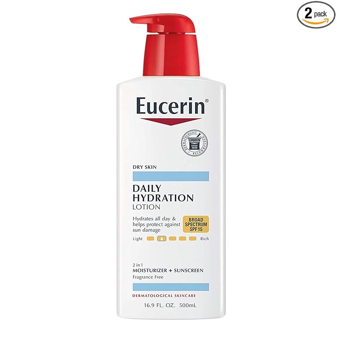 Eucerin Eucerin Daily Hydration Moisturizer & Sunscreen Lotion, Fragrance Free SPF 15, 16.9 oz (Pack of 2) Sunscreen