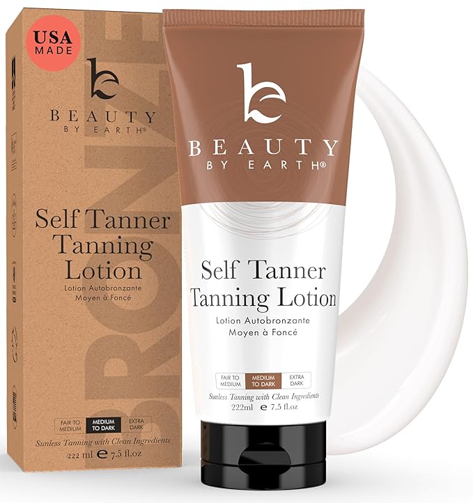 Beauty by Earth Beauty by Earth Self Tanner - USA Made with Natural & Organic Ingredients, Moisturizing Self Tanning Lotion with Aloe Vera & Coconut for a Natural Glow, Streak-Free Fake Tan, Medium to Dark Korean face wash