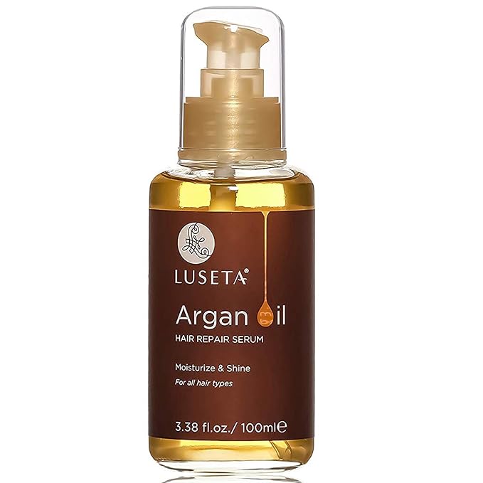 L LUSETA L LUSETA Argan Oil Hair Serum, 100% Pure Argan Oil for Frizzy Control Dry Damage , Repair, Shine Smoothing Strengthening & Nourishing, 3.38 Fluid Ounces Exfoliator