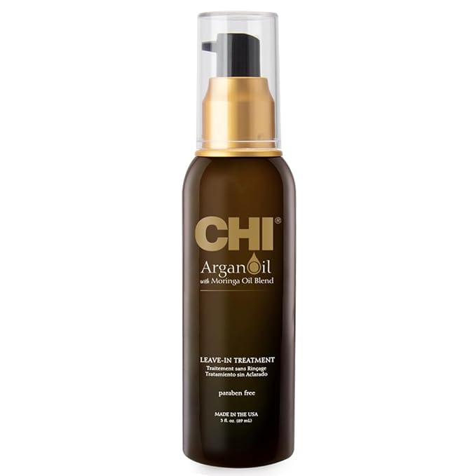 CHI CHI Argan Oil Leave In Treatment, Argan Plus Moringa Oil, Lightweight Formula To Moisturize Dull & Damaged Hair, Sulfate & Paraben-Free, 3 Oz Moisturiser