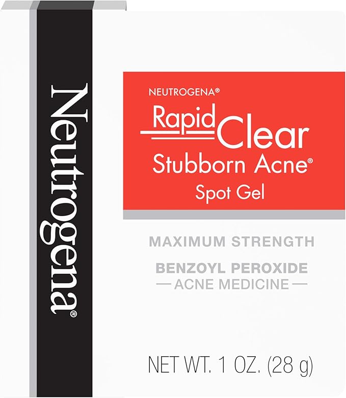 Neutrogena Neutrogena Rapid Clear Stubborn Acne Spot Treatment Gel, Maximum Strength 10% Benzoyl Per-oxide Treatment Medication for Acne Prone Skin, Pimple Cream Reduces Size & Redness, 1 oz Moisturiser