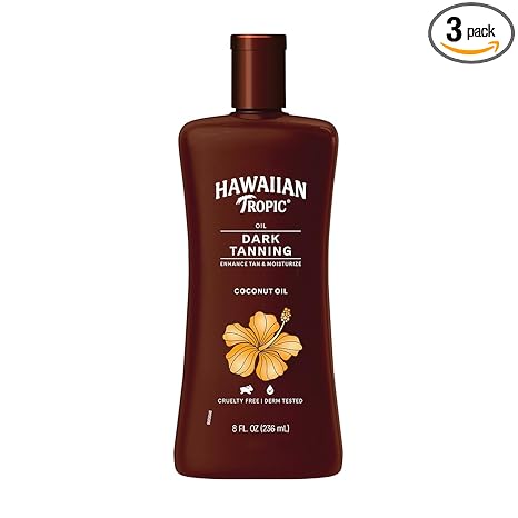 Hawaiian Tropic Hawaiian Tropic Dark Tanning Oil, SPF 0, 8 Fluid Ounce (Pack of 3) Sunscreen