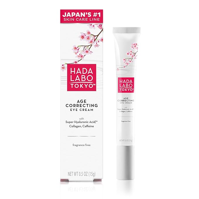 Hada Labo Tokyo Hada Labo Tokyo Age Correcting Eye Cream, Anti-Aging Super Hyaluronic Acid, Collagen & Caffeine Reduce Wrinkles, Dark Circles & Under Eye Puffiness, Lift, Firm & Brighten Eyes, 0.5 oz Eye Cream