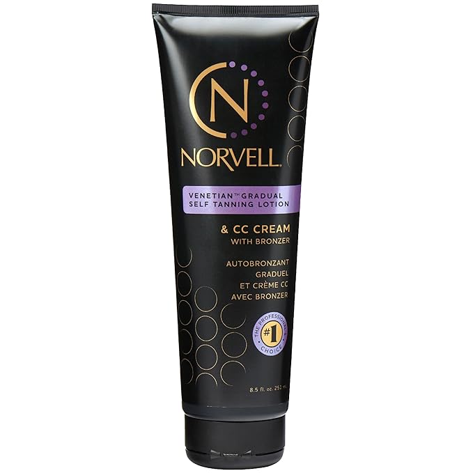 Norvell Norvell Venetian Sunless Self Tanner Gradual Color Extender Lotion 8.5 fl oz – Moisturizing Self Tanning Cream with Violet & Brown Tones, Instant Bronzer, Natural Fake Tan Moisturiser