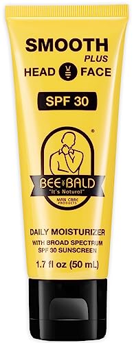 Bee Bald Bee Bald SMOOTH PLUS Head & Face Moisturizer with SPF 30 Sunscreen Lotion Protecting Skin From Harmful UVA/UVB Rays While Hydrating, Moisturizing and Toning, 1.7 Fl Oz Sunscreen